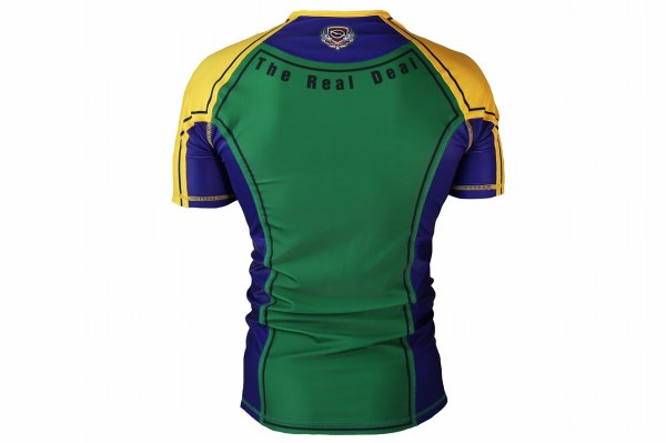 Photo3: BULL TERRIER Rashguard TRADITIONAL Short Sleeve Green/Yellow/Blue (3)