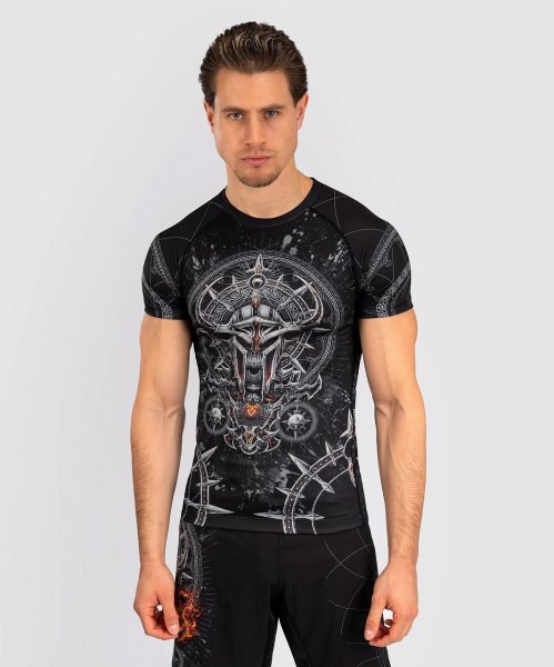 Photo1: VENUM Rashuguard GLADIATOR 5.0 Short Sleeve Black/Silver (1)
