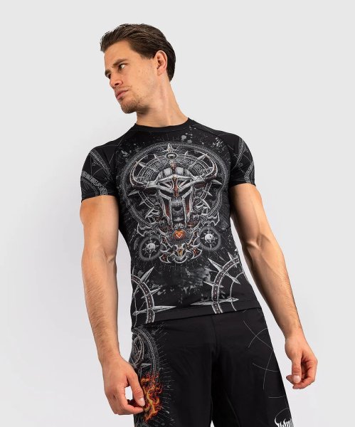 Photo2: VENUM Rashuguard GLADIATOR 5.0 Short Sleeve Black/Silver (2)