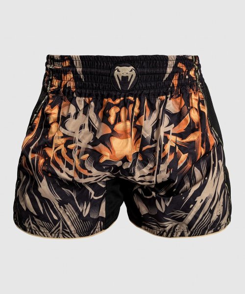 Photo1: VENUM Muay Thai Shorts TIGER Black/Neon Orange (1)