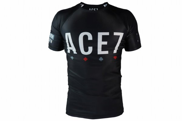 Photo1: ACE7 Rashguard 01 Short Sleeve Black (1)