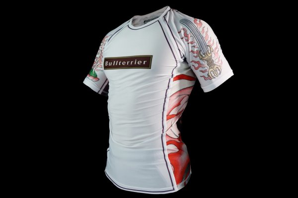 Photo2: BULL TERRIER Rashguard ACALA 2.0 Short Sleeve White (2)