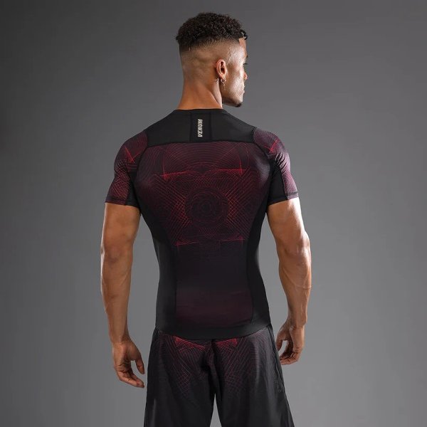 Photo5: VENUM Rashguard G-Fit AIR Short Sleeve Black/Fire Red (5)