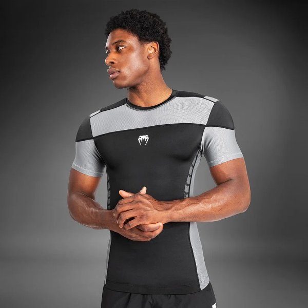 Photo4: VENUM Rashguard TEMPEST Short Sleeve Black/Gray (4)