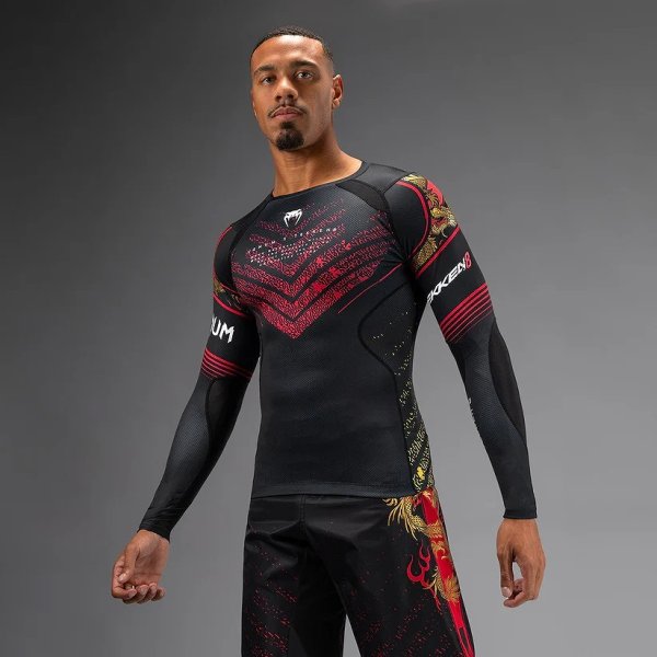 Photo1: VENUM x TEKKEN 8 Rashguard MARSHALL LAW Long Sleve Black/Red/Gold (1)