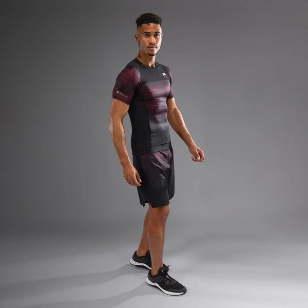 Photo4: VENUM Rashguard G-Fit AIR Short Sleeve Black/Fire Red (4)