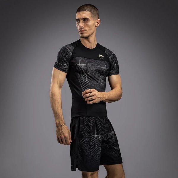 Photo3: VENUM Rashguard G-Fit Air Short Sleeve Black/Dessert Sandwich (3)