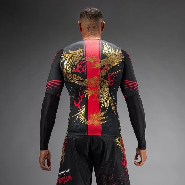 Photo2: VENUM x TEKKEN 8 Rashguard MARSHALL LAW Long Sleve Black/Red/Gold (2)
