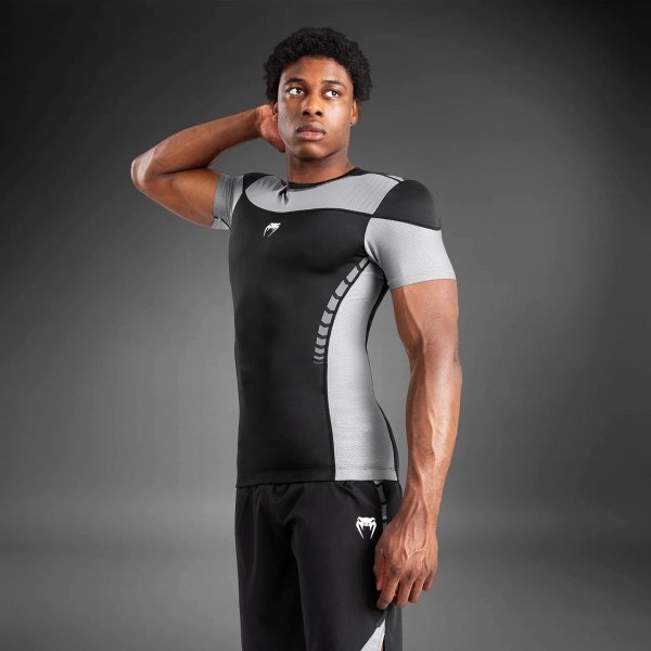 Photo1: VENUM Rashguard TEMPEST Short Sleeve Black/Gray (1)