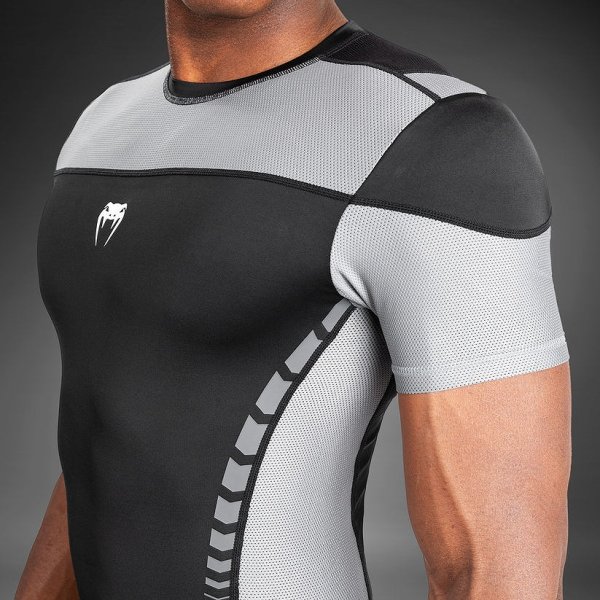 Photo2: VENUM Rashguard TEMPEST Short Sleeve Black/Gray (2)