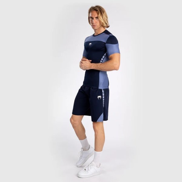 Photo2: VENUM Rashguard TEMPEST Shorts Sleeve Navy Blue / Blue (2)