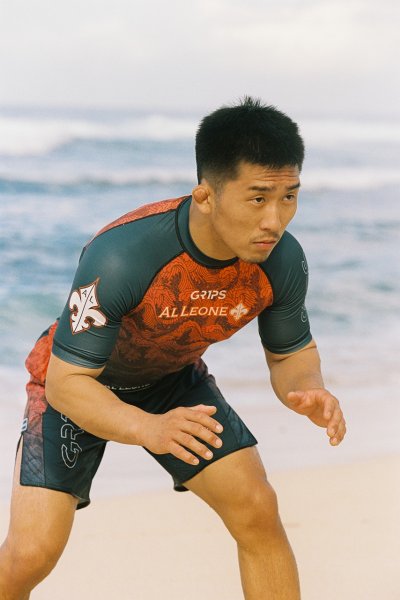 Photo4: GRIPS x AL LEONE Rashguard FOREST DRAGON Short Sleeve Petrol Green/Orange (4)