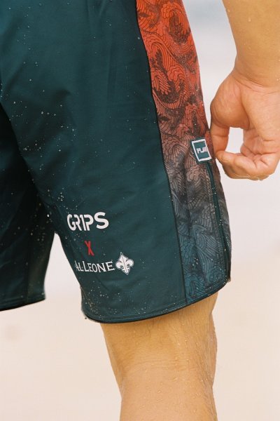 Photo3: GRIPS x AL LEONE Fight Shorts FOREST DRAGON Petrol Green/Orange (3)