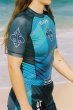 Photo2: GRIPS x AL LEONE Rashguard FAST WAVE Short Sleeve Blue (2)
