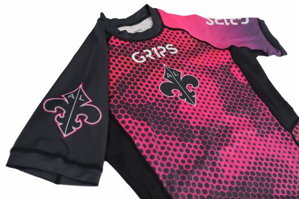 Photo6: GRIPS x AL LEONE Rashguard DIGITAL CAMO Short Sleeve Plum Purple/Black (6)
