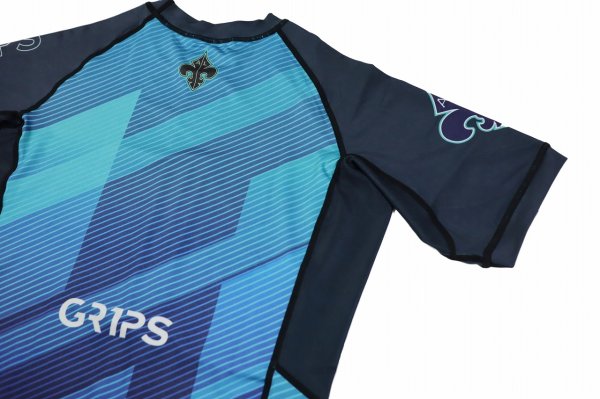 Photo9: GRIPS x AL LEONE Rashguard FAST WAVE Short Sleeve Blue (9)