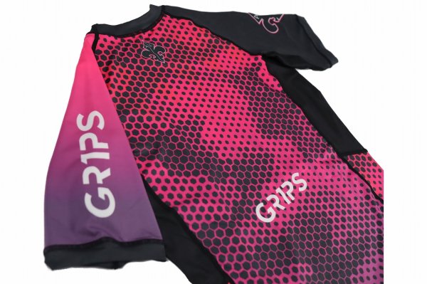 Photo5: GRIPS x AL LEONE Rashguard DIGITAL CAMO Short Sleeve Plum Purple/Black (5)
