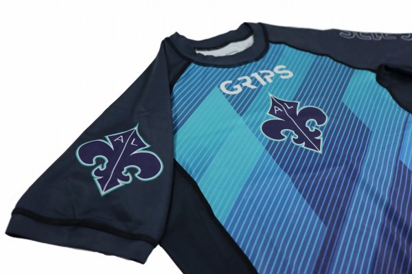 Photo7: GRIPS x AL LEONE Rashguard FAST WAVE Short Sleeve Blue (7)
