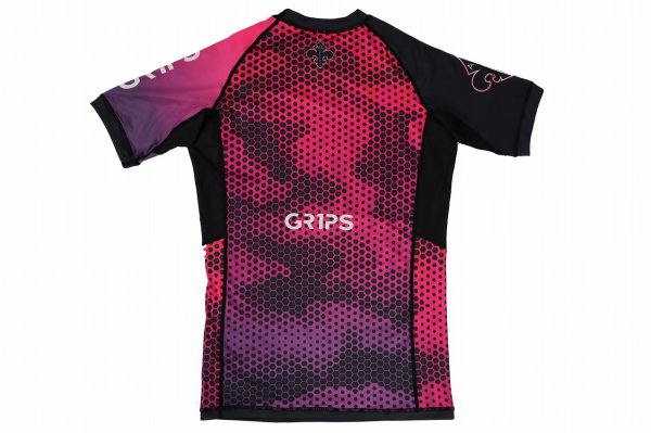 Photo4: GRIPS x AL LEONE Rashguard DIGITAL CAMO Short Sleeve Plum Purple/Black (4)