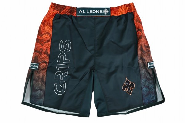 Photo4: GRIPS x AL LEONE Fight Shorts FOREST DRAGON Petrol Green/Orange (4)