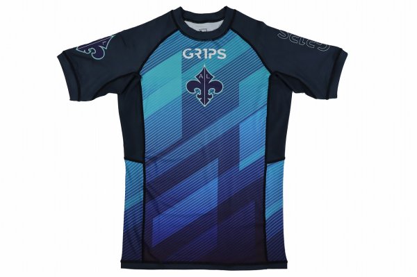 Photo5: GRIPS x AL LEONE Rashguard FAST WAVE Short Sleeve Blue (5)