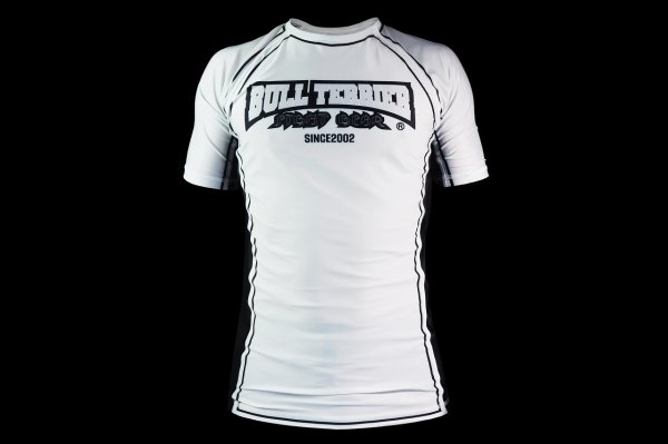 Photo1: BULL TERRIER Rash Guard CLASSIC LOGO Short Sleeve White (1)