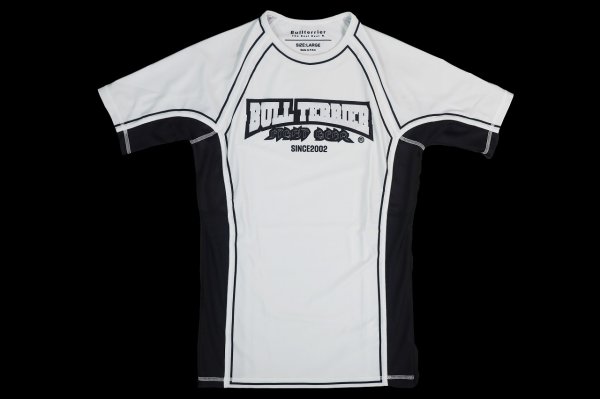 Photo4: BULL TERRIER Rash Guard CLASSIC LOGO Short Sleeve White (4)