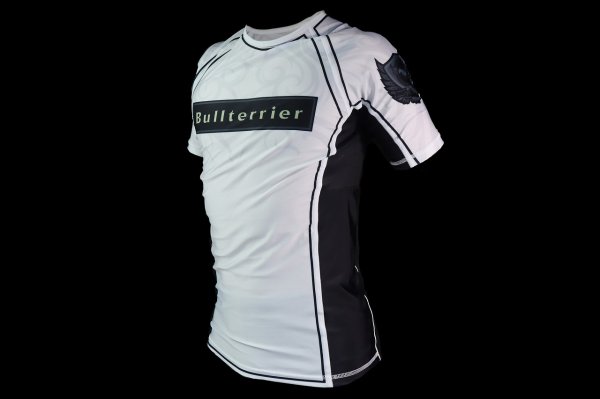 Photo2: BULL TERRIER Rashguard TRIBAL Short Sleeve White (2)