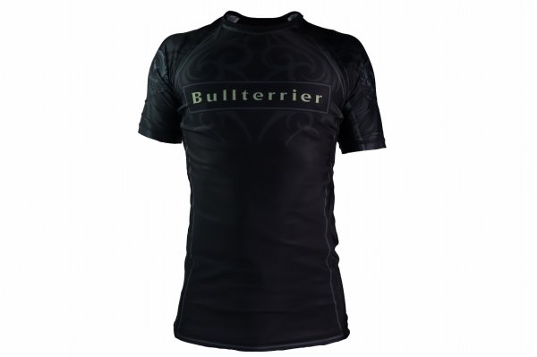 Photo1: BULL TERRIER Rashguard TRIBAL Short Sleeve Black (1)