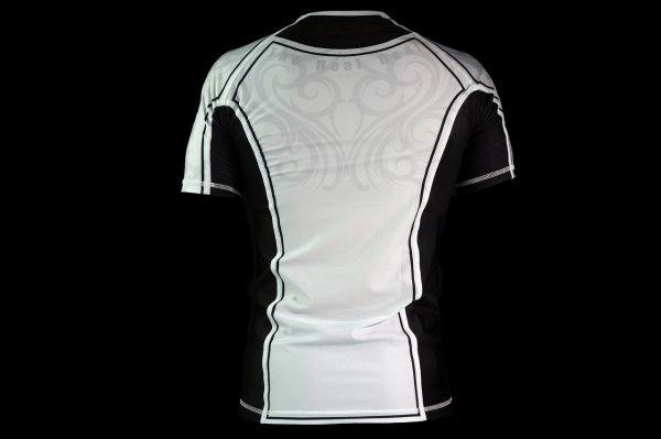 Photo3: BULL TERRIER Rashguard TRIBAL Short Sleeve White (3)
