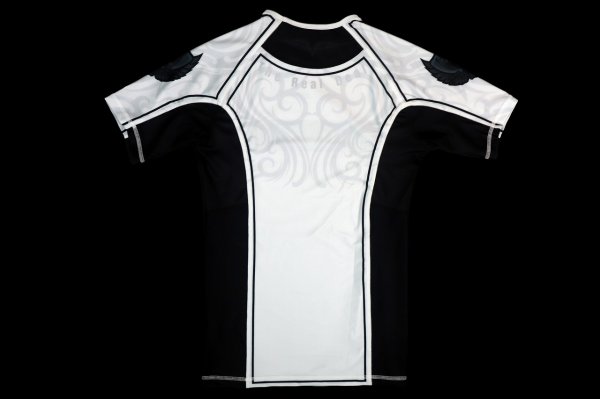 Photo5: BULL TERRIER Rashguard TRIBAL Short Sleeve White (5)