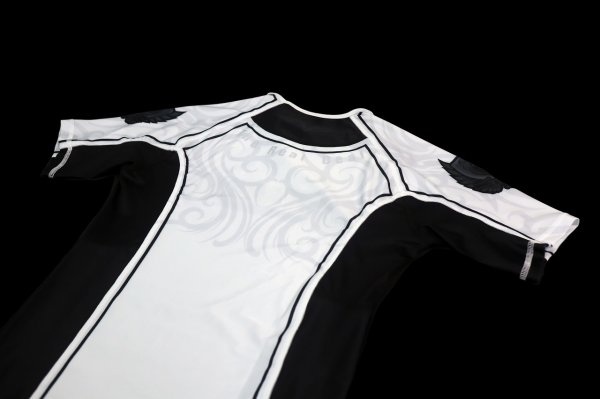 Photo7: BULL TERRIER Rashguard TRIBAL Short Sleeve White (7)