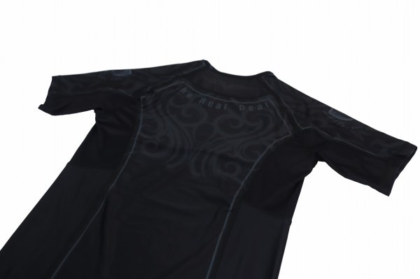Photo7: BULL TERRIER Rashguard TRIBAL Short Sleeve Black (7)