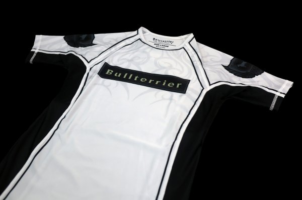 Photo6: BULL TERRIER Rashguard TRIBAL Short Sleeve White (6)