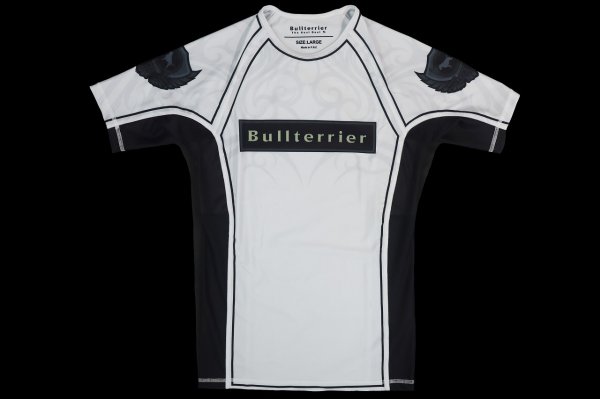 Photo4: BULL TERRIER Rashguard TRIBAL Short Sleeve White (4)
