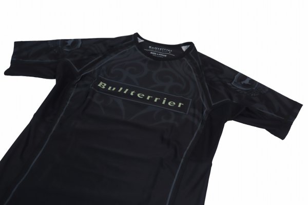 Photo6: BULL TERRIER Rashguard TRIBAL Short Sleeve Black (6)