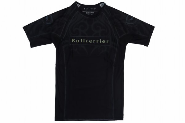 Photo4: BULL TERRIER Rashguard TRIBAL Short Sleeve Black (4)
