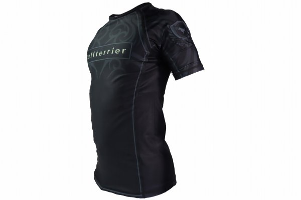 Photo2: BULL TERRIER Rashguard TRIBAL Short Sleeve Black (2)