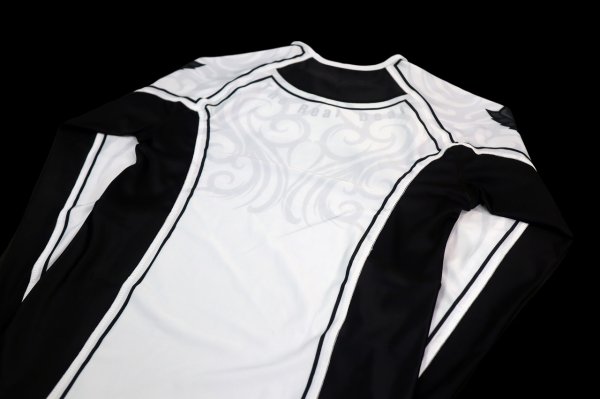 Photo7: BULL TERRIER Rashguard TRIBAL Long Sleeve White (7)