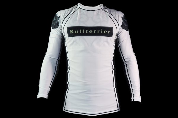 Photo1: BULL TERRIER Rashguard TRIBAL Long Sleeve White (1)