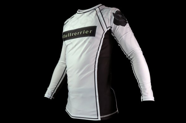 Photo2: BULL TERRIER Rashguard TRIBAL Long Sleeve White (2)