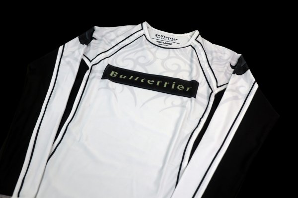 Photo6: BULL TERRIER Rashguard TRIBAL Long Sleeve White (6)
