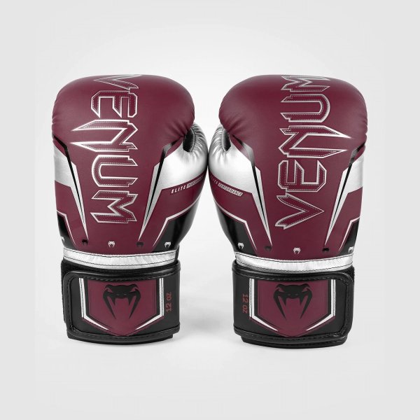 Photo4: VENUM Boxing Glove ELITE EVO Burgundy/Silver (4)