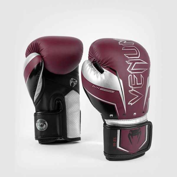 Photo2: VENUM Boxing Glove ELITE EVO Burgundy/Silver (2)