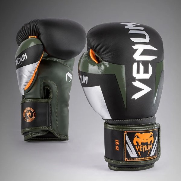 Photo2: VENUM Boxing Glove ELITE Black/Silver/Khaki (2)