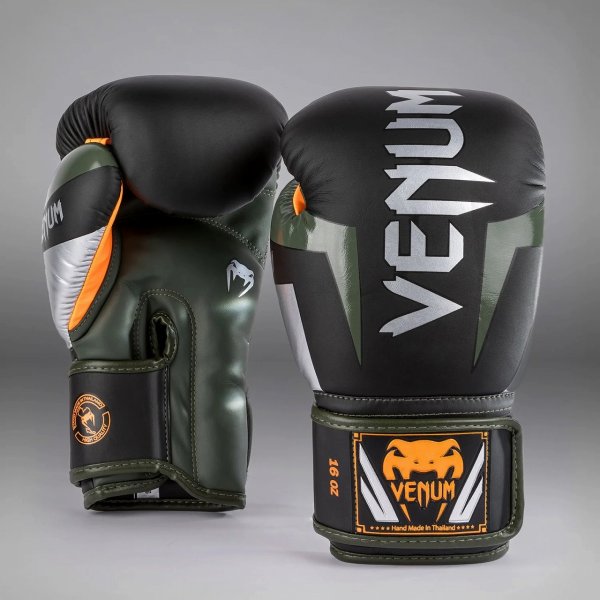 Photo1: VENUM Boxing Glove ELITE Black/Silver/Khaki (1)