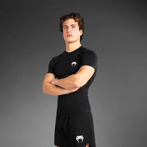 Photo5: VENUM Rashguard CONTENDER Short Sleeve Black/White (5)