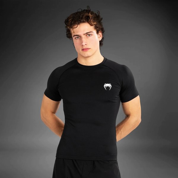 Photo4: VENUM Rashguard CONTENDER Short Sleeve Black/White (4)