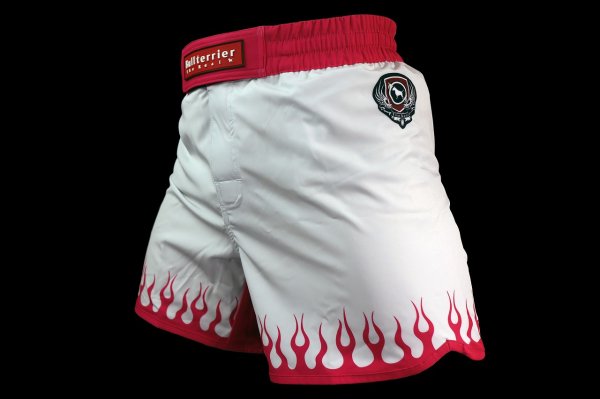 Photo3: BULL TERRIER Fight Shorts SHORT FIRE White/Pink (3)