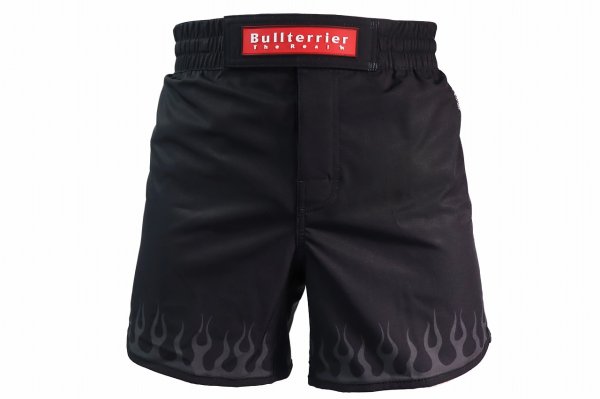 Photo1: BULL TERRIER Fight Shorts SHORT FIRE Black (1)